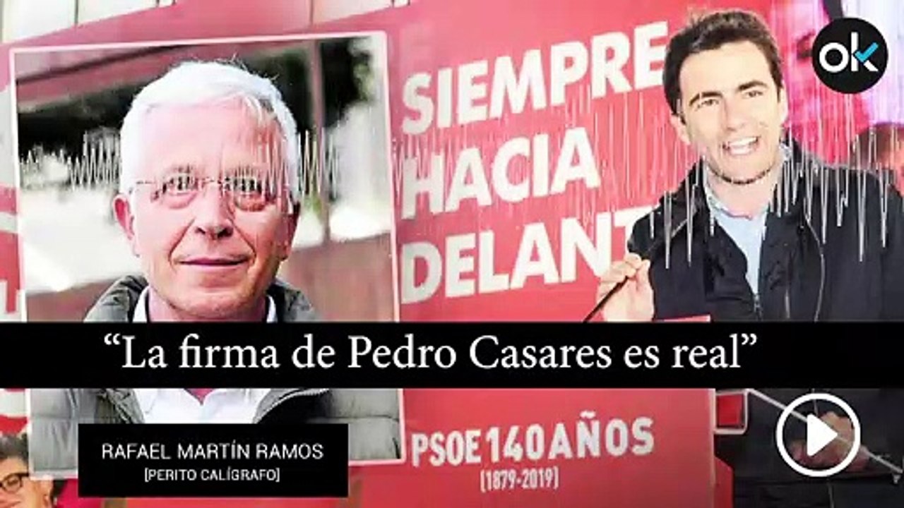 Rafael Martín Ramos perito calígrafo examina las firmas de Pedro Casares Pablo Cotos y Manuel Agüeros.