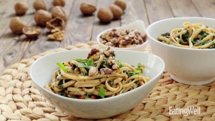 How to Make Dan Dan Noodles with Spinach & Walnuts