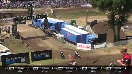 Adam Sterry vs Henry Jacobi battle + Jacobi Crash - MXGP of France 2019