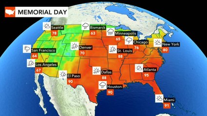 Télécharger la video: Memorial Day: Showers, storms to stretch across North Central states