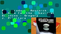 Best product  Research Methods for the Behavioral Sciences - Gregory J. Privitera