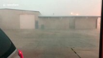 Powerful storm batters Oklahoma town with rain and strong winds