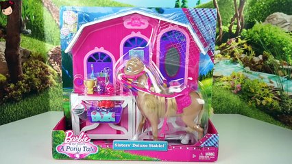 Las Bebes de Elsa y Ana Montan Caballo en el Establo de Barbie Juguetes