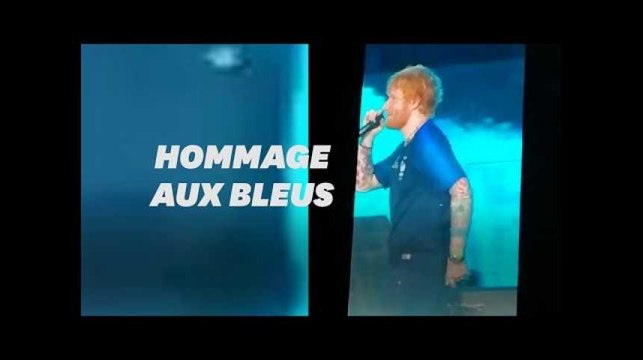 Ed Sheeran en maillot des Bleus lors d'un concert à Lyon