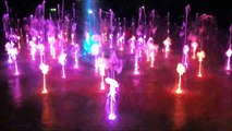 Colorful dancing fountain at Araucano park in Santiago, Chile
