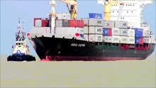 Container ship Vega Kappa coming into Songkhla port in Thailand