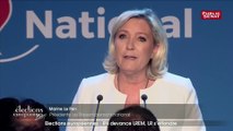 Marine Le Pen salue la « victoire » du RN et demande à Macron « de dissoudre l’Assemblée nationale »