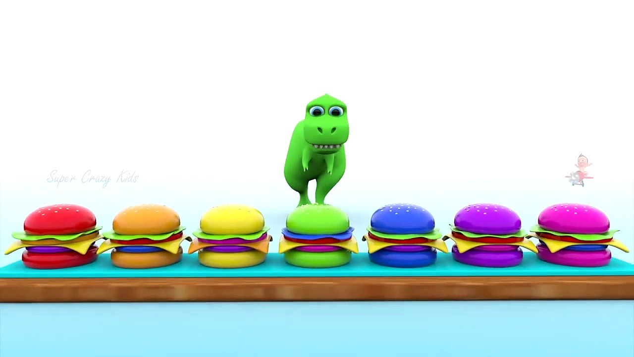 Baby Riding Colour T-Rex Dinosaurs to Learn Colors for Children - 3D Kids Toddler Animals Video