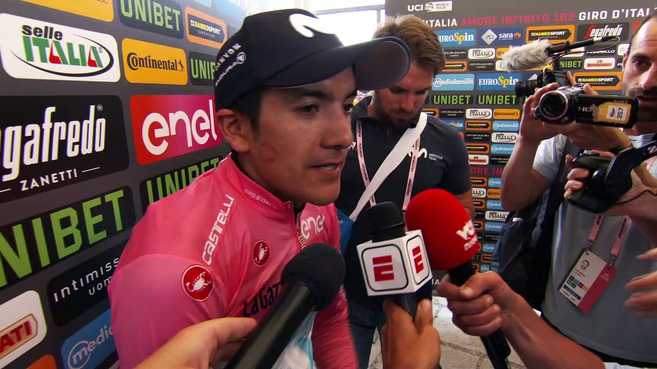 Richard Carapaz - entrevista en la meta - etapa 15 - Giro d'Italia 2019