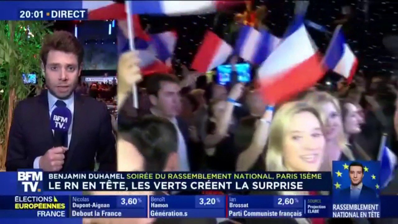 Élections européennes : des cris de joie entendus chez les militants du Rassemblement National