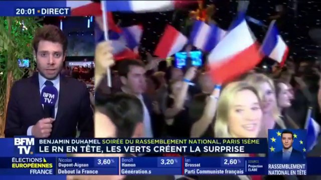 Élections européennes : des cris de joie entendus chez les militants du Rassemblement National