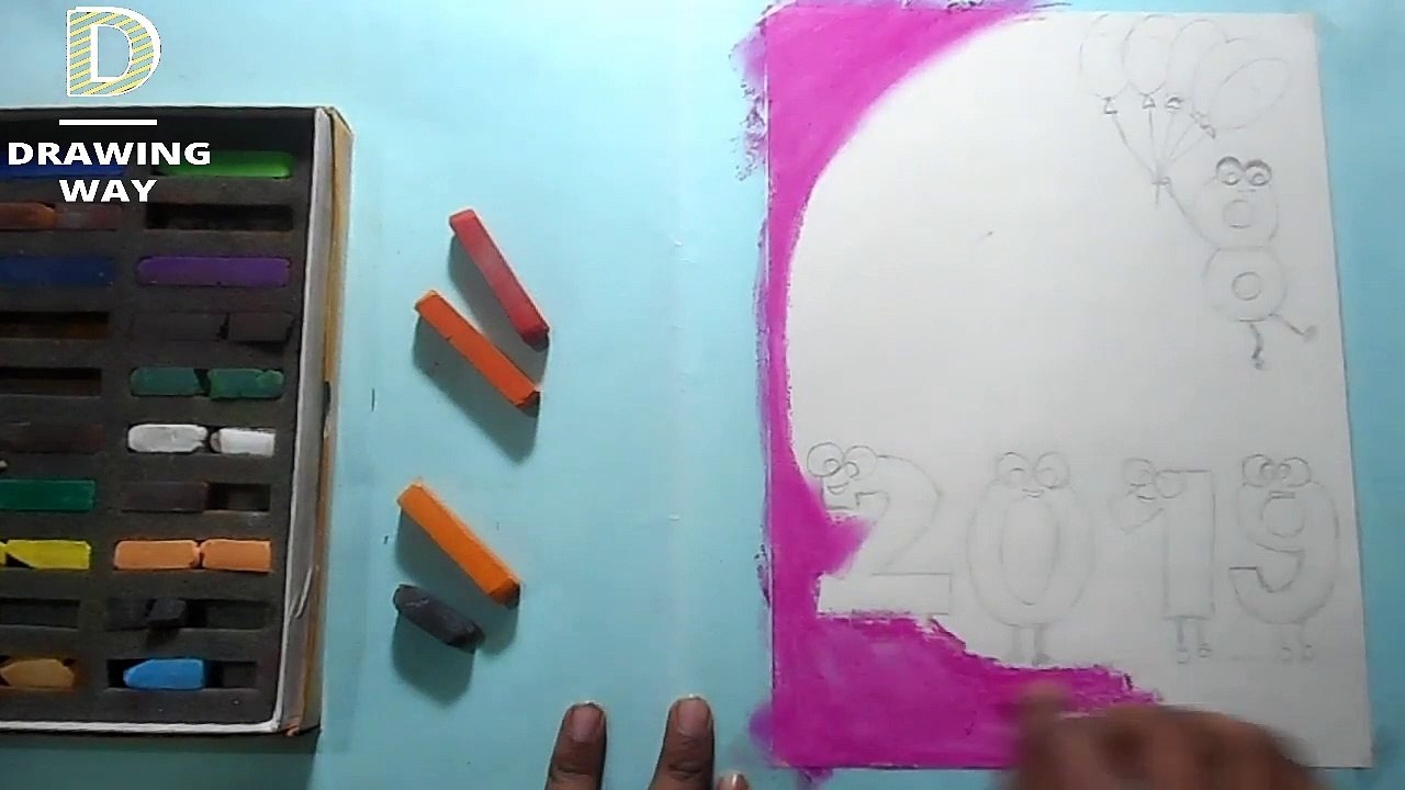 Happy New Year 2019 - How to Draw Number 2019 (381)