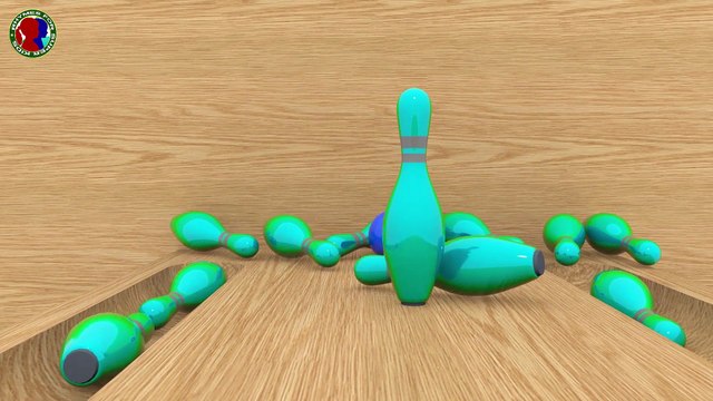 Learn Colors With Bowling pins Game For Childrens ## || orange green skyblue yellow pink