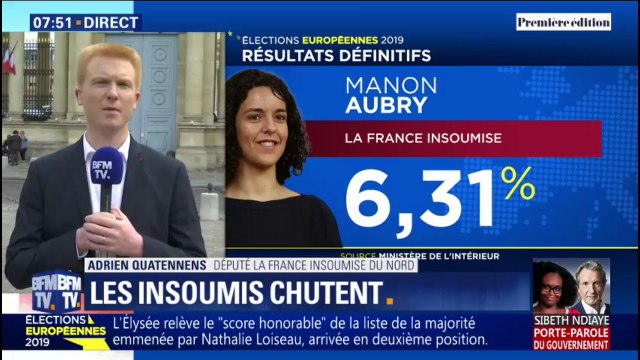 Le RN en tête aux européennes: Quatennens (LFI) y voit un échec du pouvoir