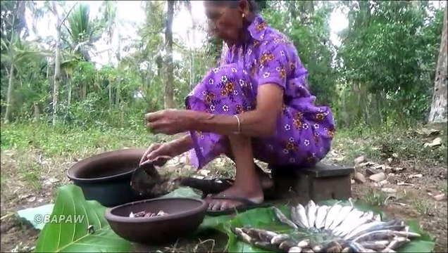 Village Aliments Frit Croustillant de Poisson préparé dans mon Village par la grand-mère