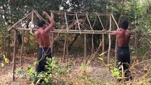 primitive technology Build mud house by ancient skills(using bamboo and wood)