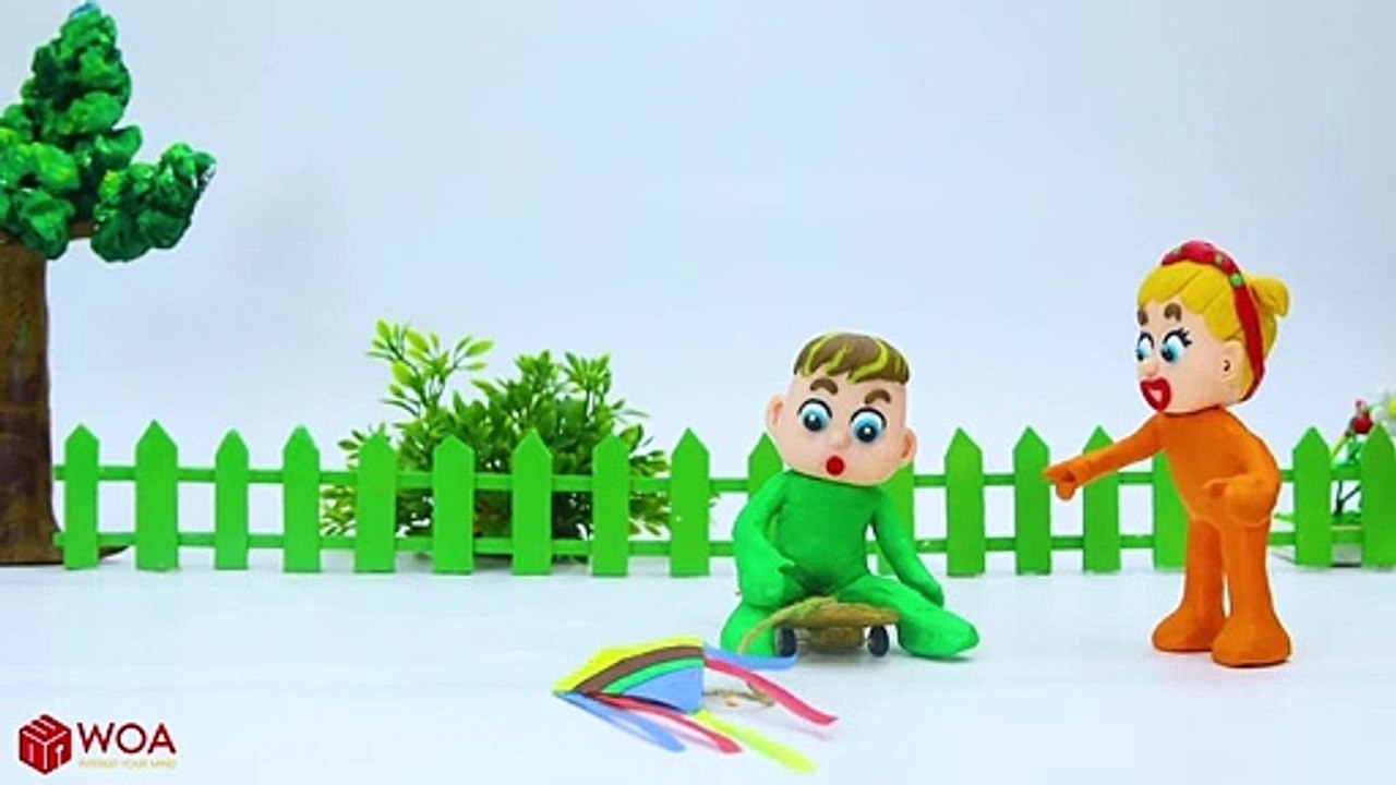 Funny Play Doh Stop Motion How to Make Flying Paper Kite at Home  WOA Play Doh Cartoons For Kids