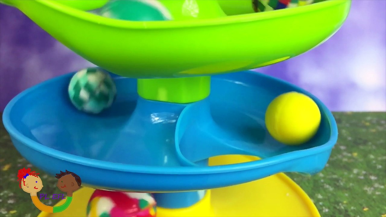 Let's learn colors with fun colorful balls - fun exciting slow motion action while teaching fun