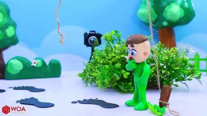 SUPERHERO BABY T-REX TEASING WILD TIGER  Play Doh Cartoons For Kids