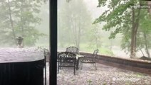 Golf ball-sized hail invades porch