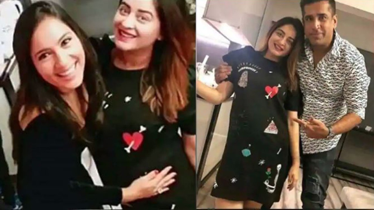 Mahi Vij flaunts her baby bump with husband Jay Bhanushali; Check out | FilmiBeat