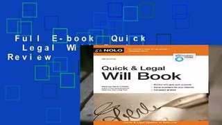 Full E-book  Quick   Legal Will Book  Review