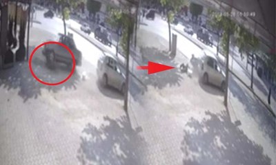Drift yapan sürücünün yayaya çarpma anı kamerada