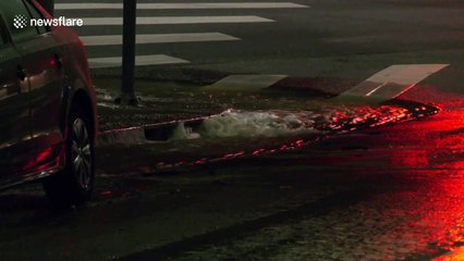 Los Angeles streets flooded by broken water main
