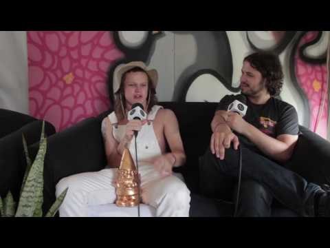 Ivan Ooze and Larry Heath chat backstage at Festival of the Sun with a Golden Gnome