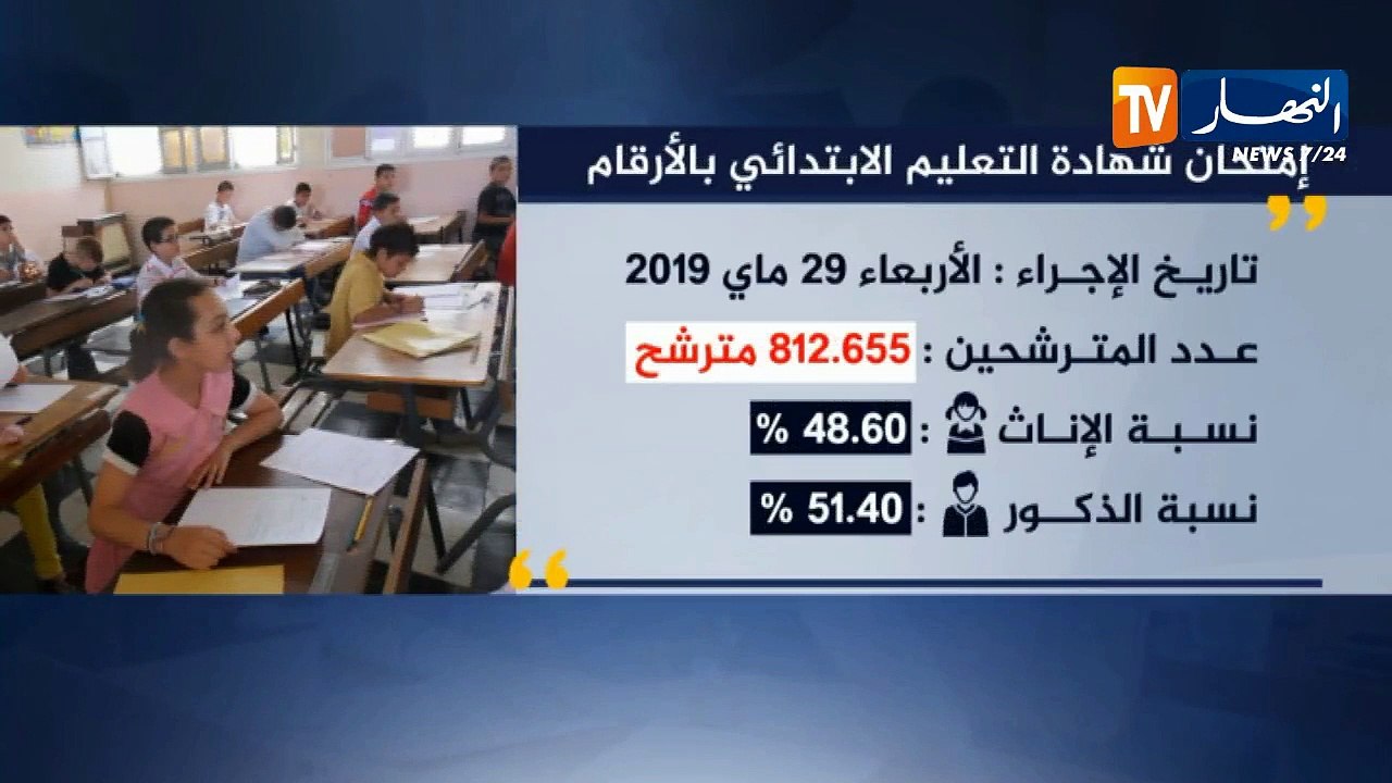 إمتحان شهادة التعليم الإبتدائي بالأرقام