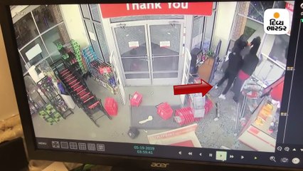 કારની પાછળ સાંકળેથી બાંધીને એટીએમ ચોરવાનો કર્યો પ્રયત્ન, સીસીટીવીમાં કેદ ફજેતી