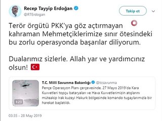 Cumhurbaşkanı Erdoğan'dan 'Pençe' harekatı mesajı