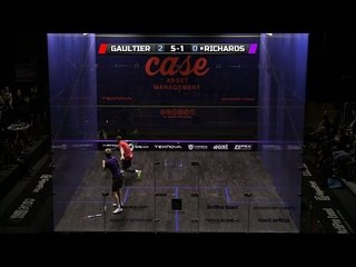 Squash: Funny - Richards loses racket... but not the rally!