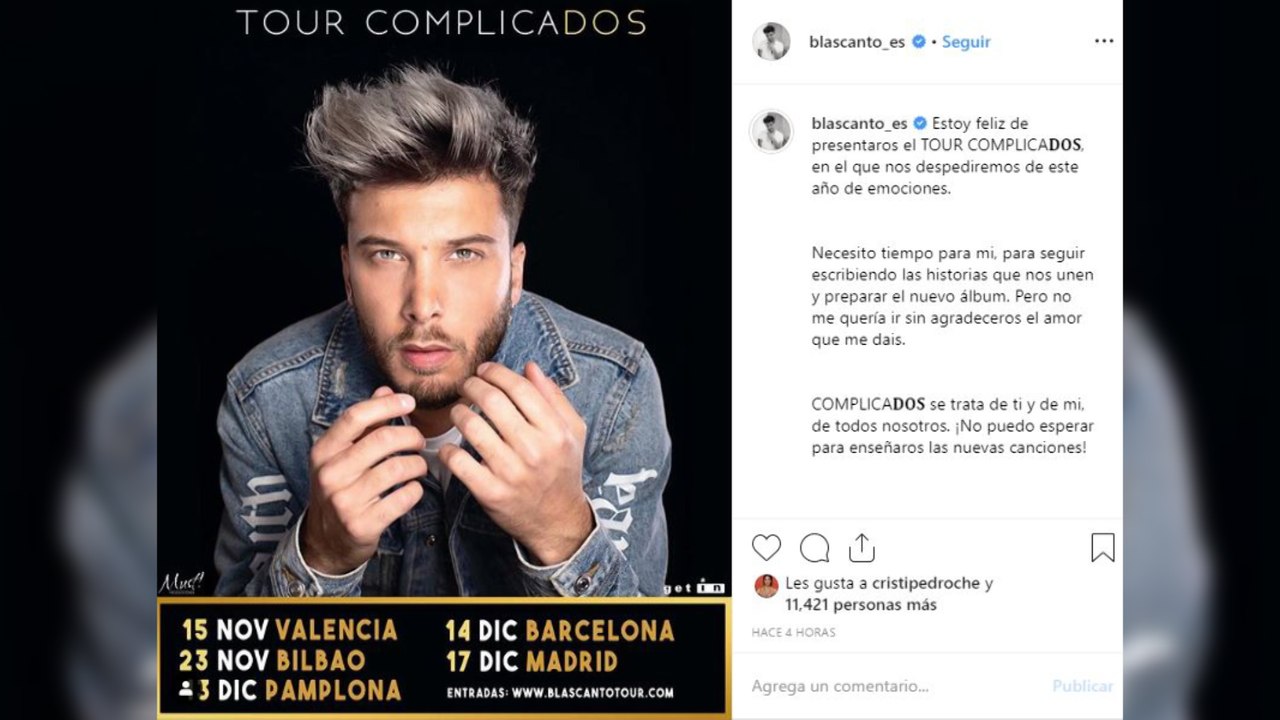 Blas Cantó anuncia nueva gira: 'Complicados'