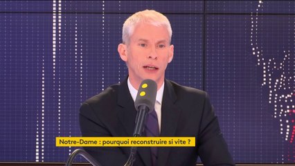 Reconstruire Notre-Dame en 5 ans : "Ce n'est pas une course de vitesse, on ne confondra pas vitesse et précipitation", affirme le ministre de la Culture. Si la rénovation se termine en 2025, " il n'y a pas mort d'hommes", poursuit Franck Riester