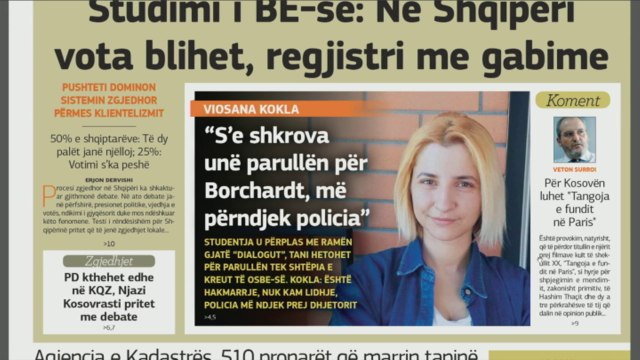 Ora juaj, Shtypi i ditës: Studimi i BE -së: Në Shqipëri vota blihet, regjistri me gabime