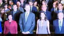 Primer acto de los reyes Felipe y Letizia tras el anuncio de retirada del rey Juan Carlos