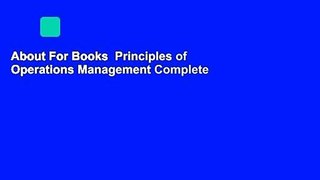 About For Books  Principles of Operations Management Complete