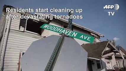 Ohio residents start clearing up tornado debris