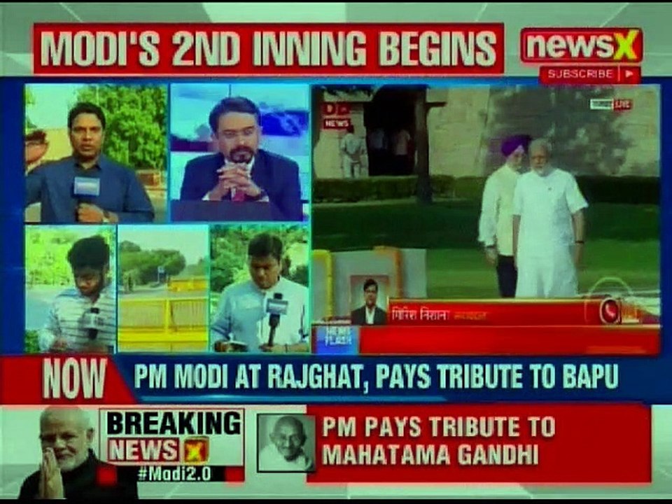 PM Narendra Modi at Rajghat, pays tribute to Mahatma Gandhi