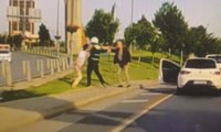 Basın Ekpres yolunda sürücülerin bıçaklı “yol verme” kavgası kamerada