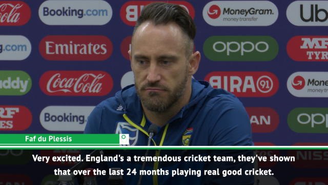 Du Plessis excited to begin World Cup campaign against favourites England