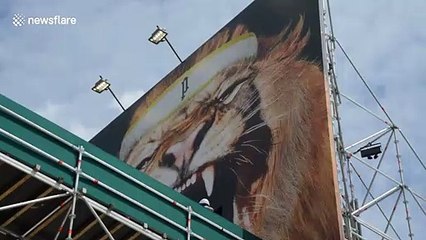 Brave thrill-seekers ride a 377-foot zipline off the Eiffel Tower