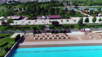 Eskişehir’de deniz sezonu için geri sayım başladı...Yapay deniz havadan görüntülendi