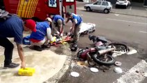 Acidente na Rua Antonina deixa motociclista ferido