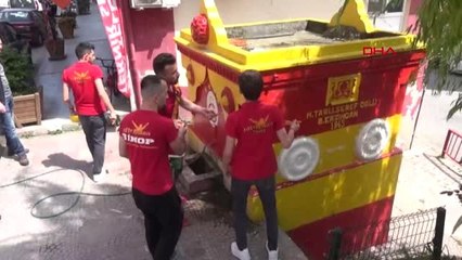 SPOR Sinop'ta çeşmeler sarı-kırmızıya boyandı