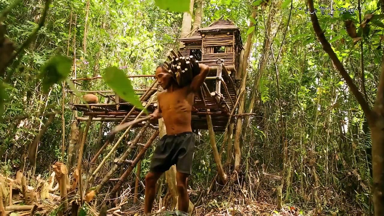 Primitive Technology - Build Bath Swimming On The Tree House By Ancient Skills