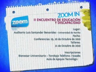 ZOOM IN   II ENCUENTRO DE EDUCACIÓN Y DISCAPACIDAD