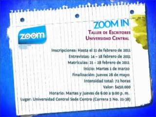 ZOOM IN   Taller de Escritores Universidad Central