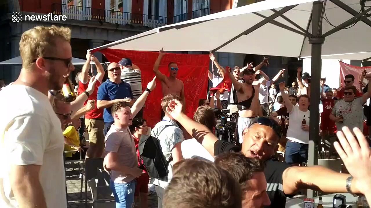 Central Madrid is full of revellers while football legends' jerseys are on display